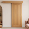 Bespoke Thruslide Surface Mexicano Oak Door - Vertical Lining - Sliding Door and Track Kit - Prefinished