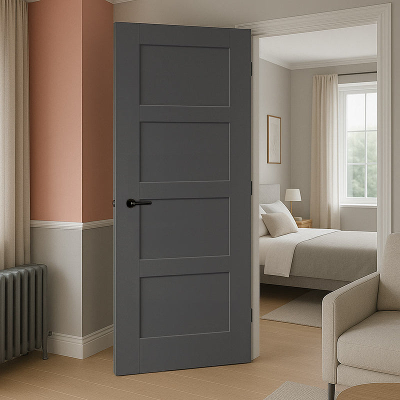 UK Made to Measure - Ashford  4 Panel  Interior Door - Premium Primed - 7 Colour Options