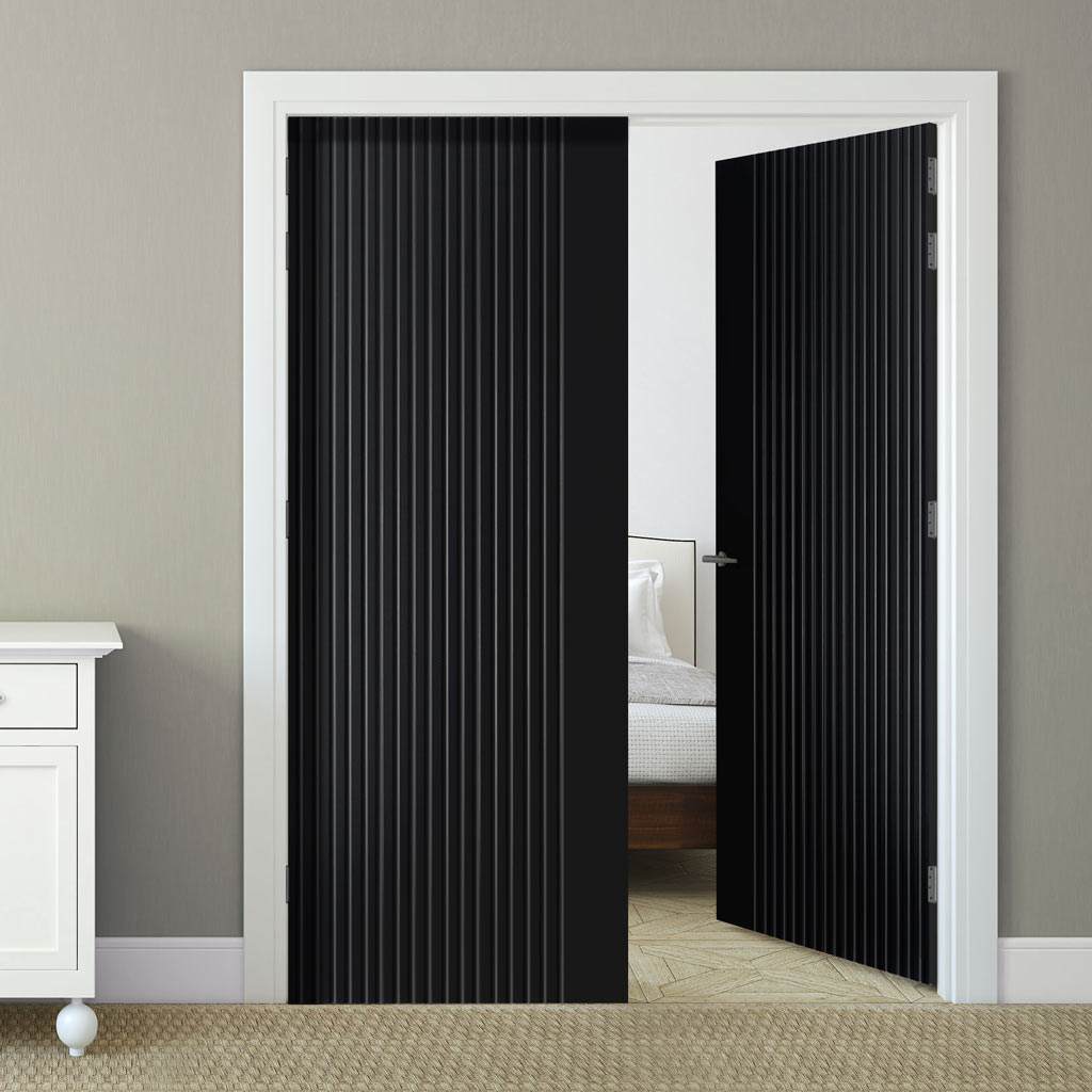 Malmo Black Flush Internal Door Pair Prefinished1