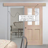Single Sliding Door & Wall Track - Malton Oak Door - Bevelled Clear Glass - Unfinished