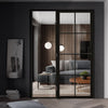 ThruEasi Black Room Divider - Malvern Clear Glass Prefinished Door with Full Glass Side