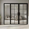 ThruEasi Black Room Divider - Malvern Clear Glass Prefinished Door Pair with Full Glass Side