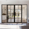 ThruEasi Black Room Divider - Malvern Clear Glass Prefinished Door Pair with Full Glass Sides