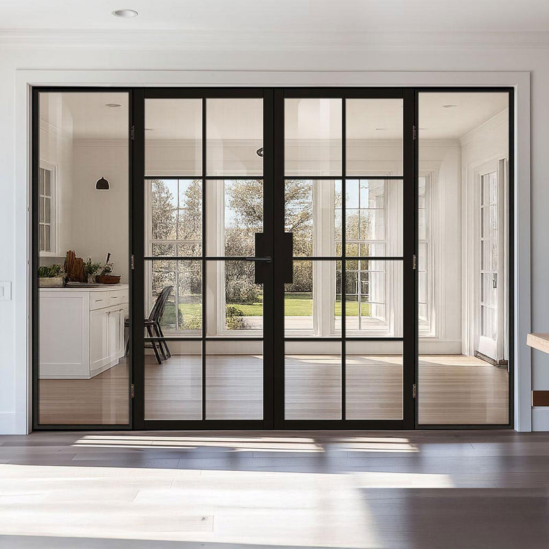 BlackRoom Divider - Malvern Clear Glass Prefinished Door Pair with Full Glass Sides