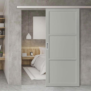Image: Single Sliding Door & Premium Wall Track - Eco-Urban® Manchester 3 Panel Door DD6305 - 6 Colour Options