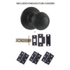 Four Pack Ripon Reeded Old English Mortice Knob Matt Black Combo Handle Pack