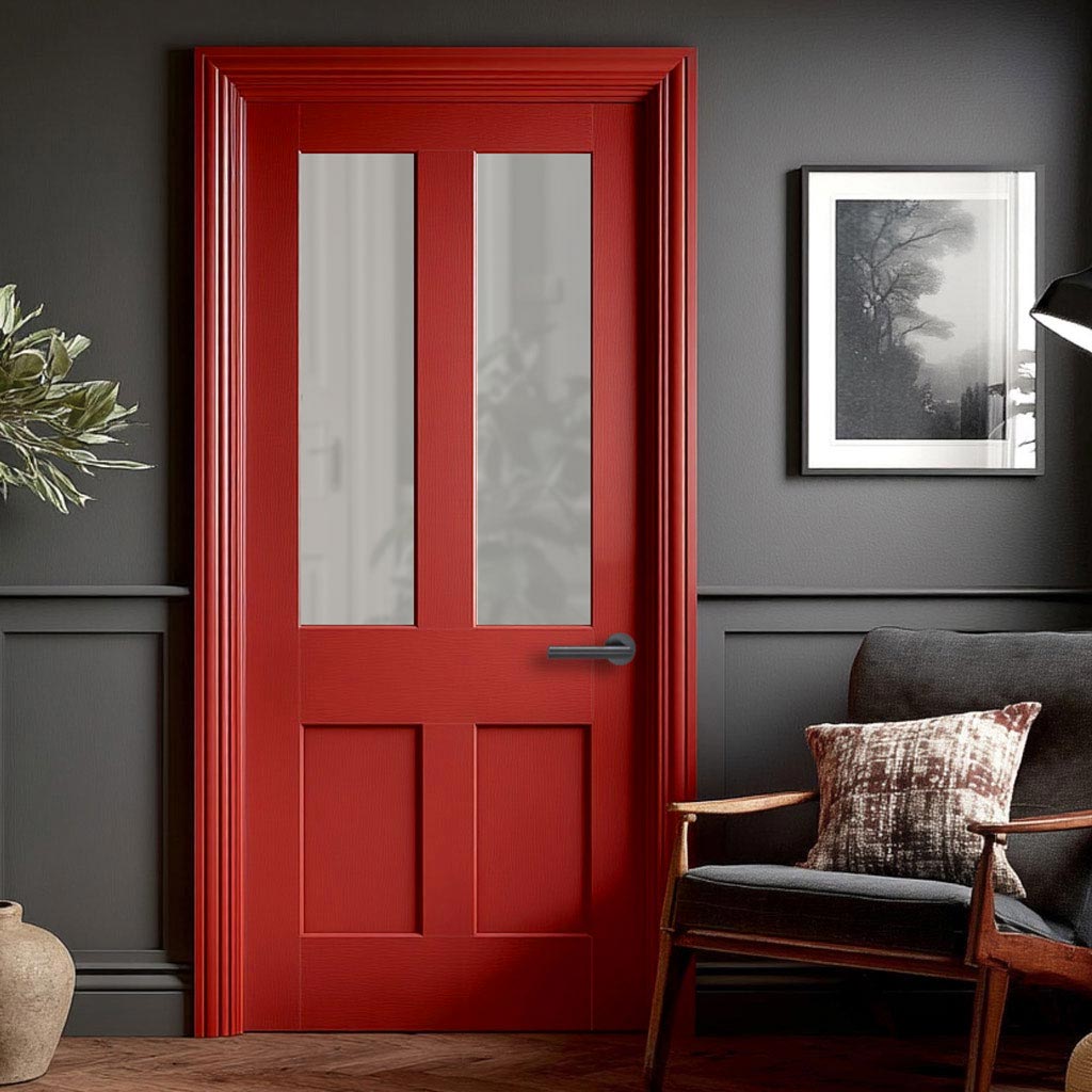 UK Made to Measure - Millgate Victorian 2L Interior Door - Frosted Glass - Premium Primed - 7 Colour Options