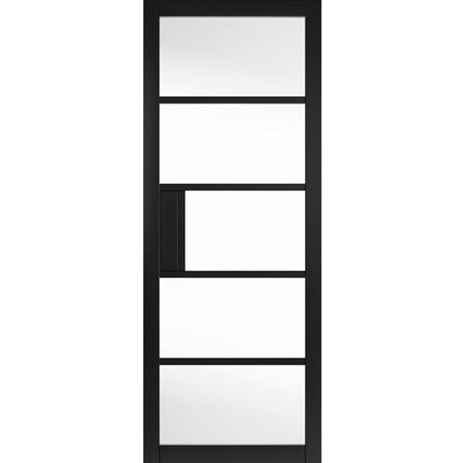 Sliding Top Mounted Black Folding Track & Double Door - Industrial Metro Black Internal Door - Clear Glass - Prefinished