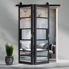 Sliding Top Mounted Black Folding Track & Double Door - Industrial Metro Black Internal Door - Clear Glass - Prefinished