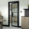 Metro Black Industrial Door with Reeded  Glass - Prefinished