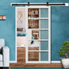 Top Mounted Black Sliding Track & Door - Industrial Metro White Internal Door - Clear Glass - Prefinished