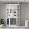 Sirius Tubular Stainless Steel Sliding Track & Door - Industrial Metro White Internal Door - Clear Glass - Prefinished