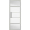 Sliding Top Mounted Black Folding Track & Double Door - Industrial Metro White Internal Door - Clear Glass - Prefinished