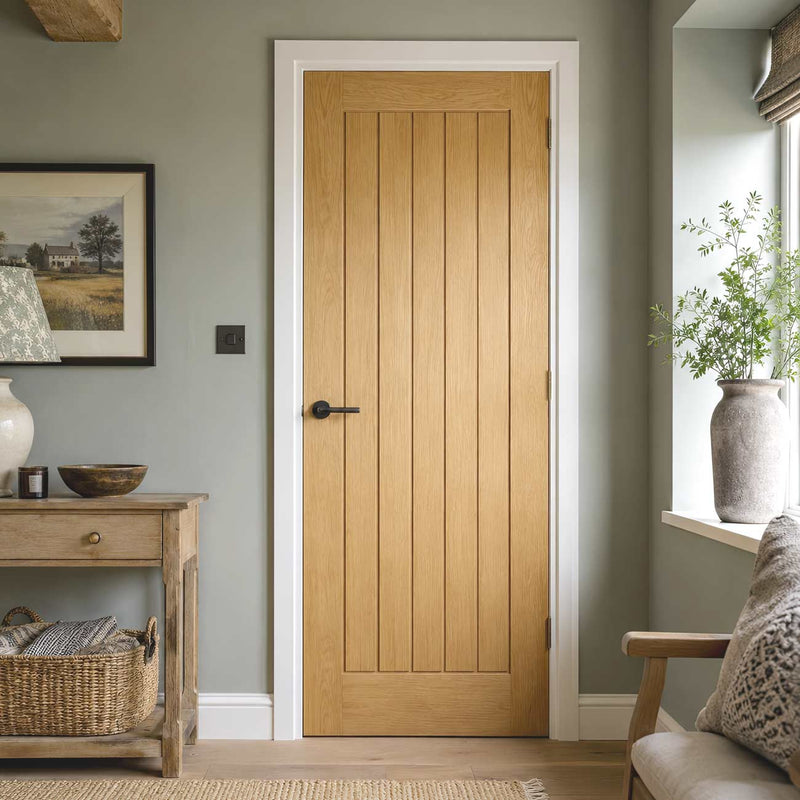 Mexicano Oak Internal Door - Vertical Lining - Prefinished