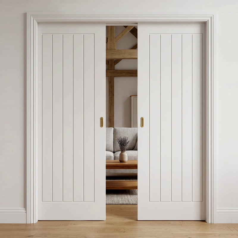 Mexicano Double Evokit Pocket Door - White Primed