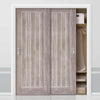 Minimalist Wardrobe Door & Frame Kit - Two Laminate Mexicano Light Grey Doors - Prefinished