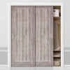 Minimalist Wardrobe Door & Frame Kit - Two Laminate Mexicano Light Grey Doors - Prefinished
