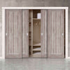 Minimalist Wardrobe Door & Frame Kit - Four Laminate Mexicano Light Grey Doors - Prefinished