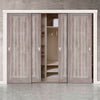Minimalist Wardrobe Door & Frame Kit - Four Laminate Mexicano Light Grey Doors - Prefinished