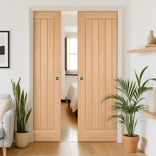 Image: Mexicano Oak Double Evokit Pocket Door