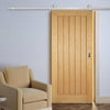 Top Mounted Stainless Steel Sliding Track & Door - Mexicano Oak Flush Door - Prefinished