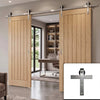 Double Sliding Door & Stainless Steel Barn Track - Mexicano Oak Doors - Prefinished
