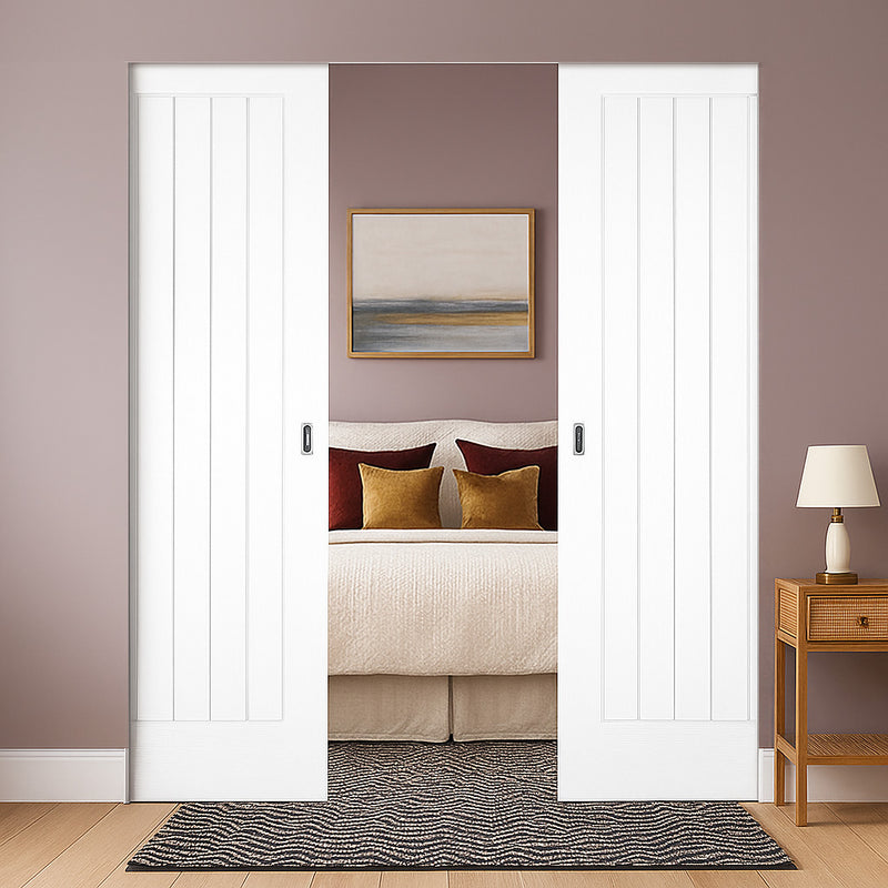 Mexicano Absolute Evokit Double Pocket Doors - White Primed
