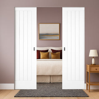 Image: Mexicano Absolute Evokit Double Pocket Doors - White Primed