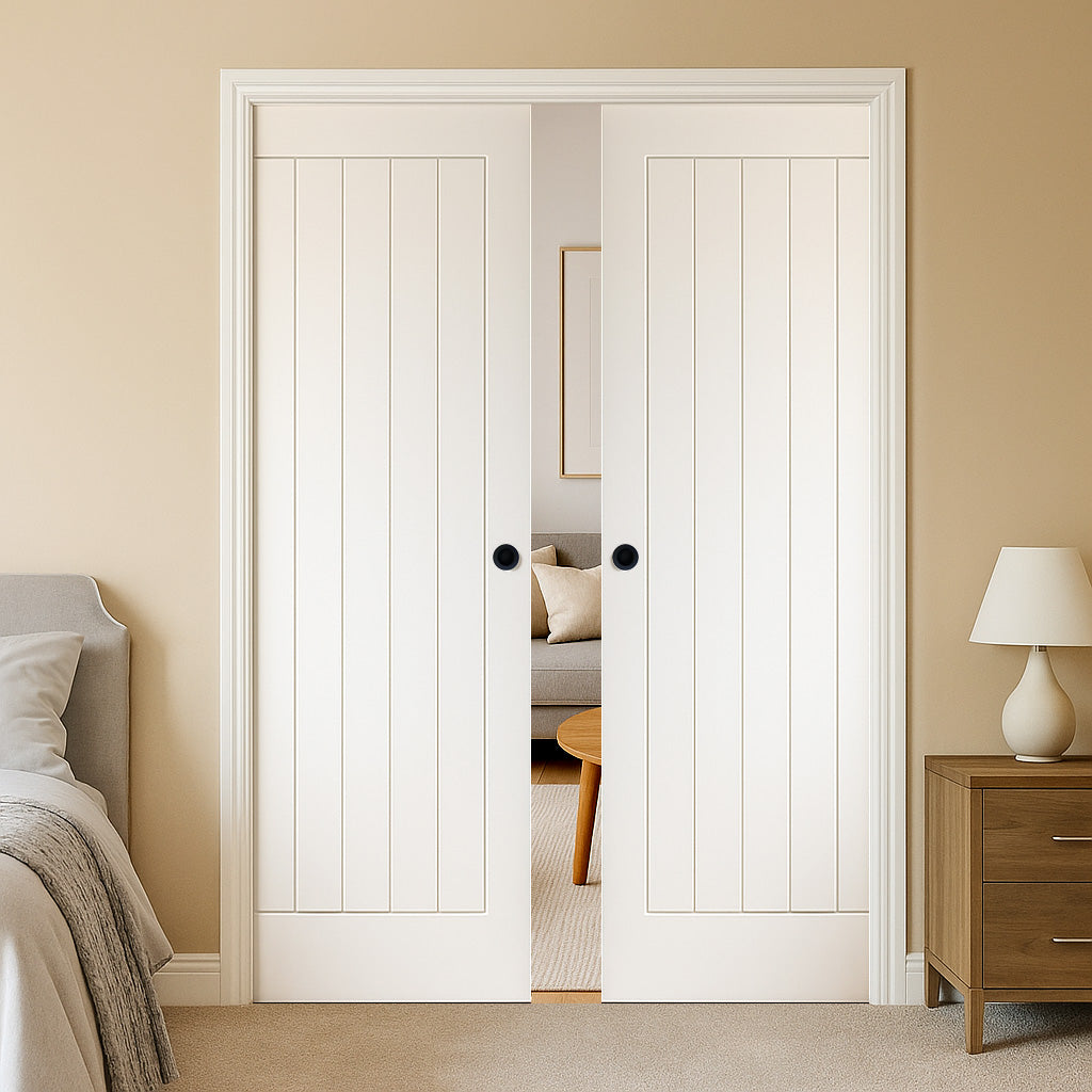 Mexicano Double Evokit Pocket Door - White Primed