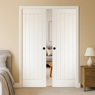 Image: Mexicano Double Evokit Pocket Door - White Primed