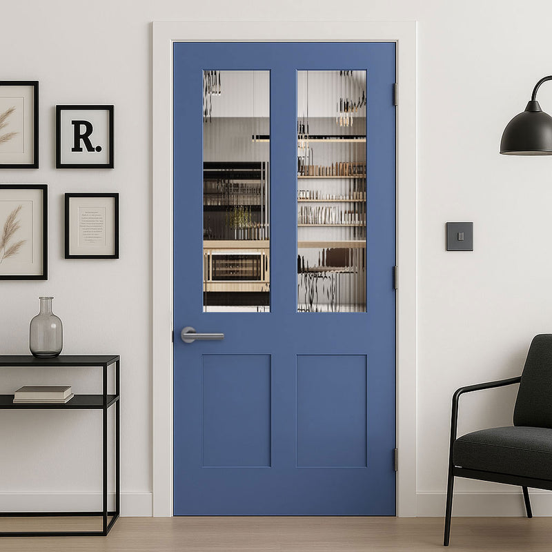 UK Made to Measure - Millgate Victorian 2L Interior Door - Clear Reeded  Glass - Premium Primed - 7 Colour Options