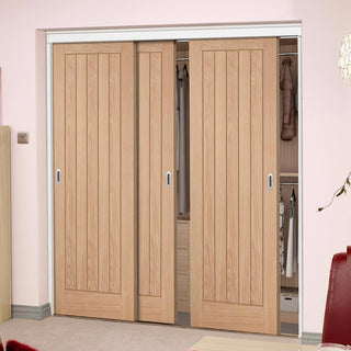 Image: Minimalist Wardrobe Door & Frame Kit - Belize Oak Door - Unfinished