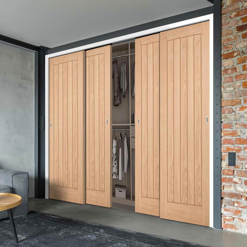 Minimalist Wardrobe Door & Frame Kit - Belize Oak Door - Unfinished