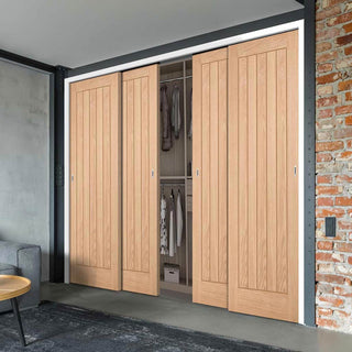 Image: Minimalist Wardrobe Door & Frame Kit - Belize Oak Door - Unfinished