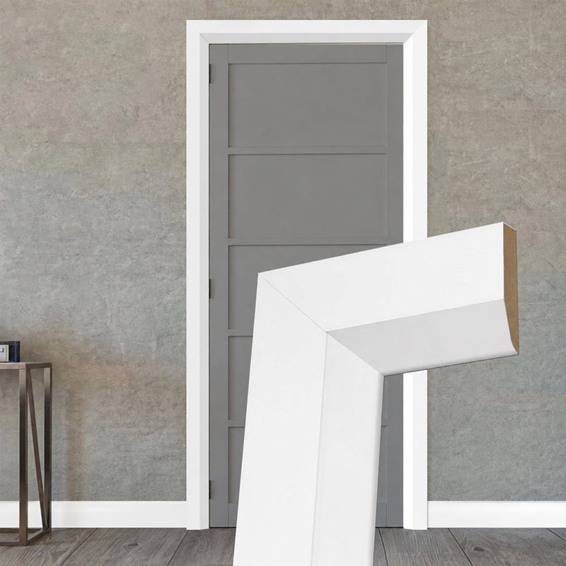 Made to Size Single Interior White Primed MDF Frame and Modern Architrave Set - For 30 Minute Fire Doors