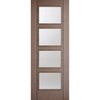 Premium Double Sliding Door & Wall Track - Vancouver 4 Pane Chocolate Grey Door - Clear Glass - Prefinished