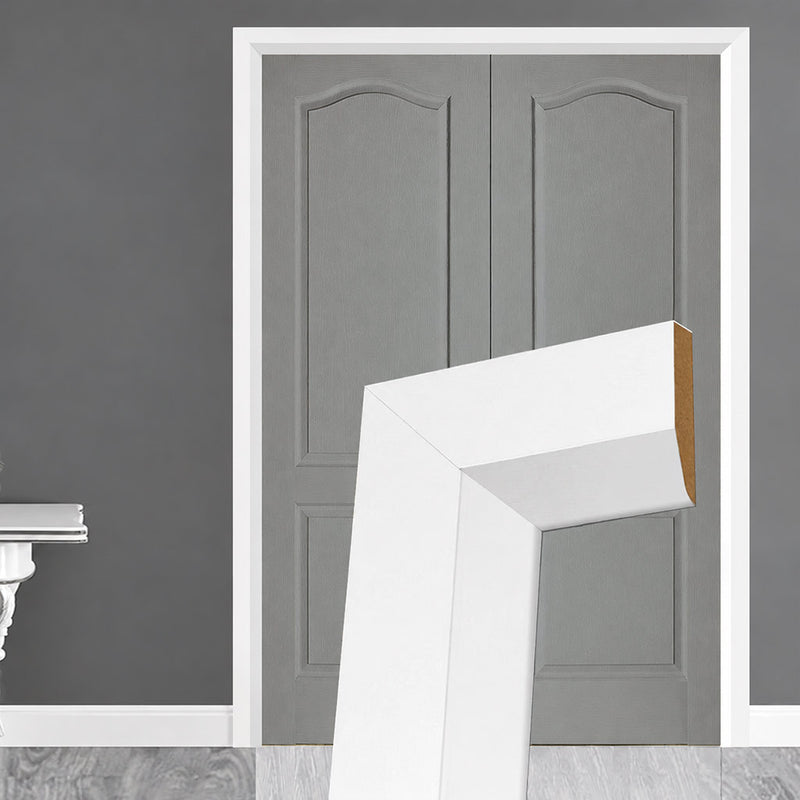 Made to Size Double Interior White Primed Door Lining Frame and Modern Architrave Set