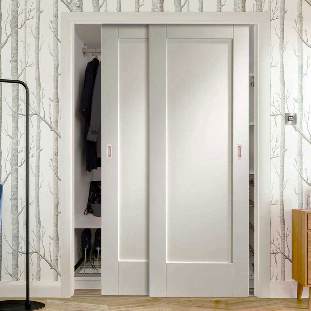 Minimalist Wardrobe Door & Frame Kit - Two Pattern 10 Style 1P Doors - White Primed