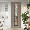 Monaco Flush Light Grey Internal Door with Contrasting Lines - Clear Glass - Laminated
