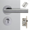 Monroe Door Lever Bathroom Handle Pack - 4 Radius Cornered Hinges - Satin Stainless Steel