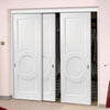 Minimalist Wardrobe Door & Frame Kit - Three Montpellier 3 Panel Doors - White Primed