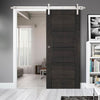 Single Sliding Door & Stainless Barn Steel Track - Montreal Dark Grey Ash Door - Prefinished