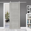 Top Mounted Stainless Steel Sliding Track & Montreal Prefinished Light Grey Ash Door