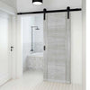 Single Sliding Door & Black Barn Track - Montreal Prefinished Light Grey Ash Door
