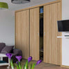 Minimalist Wardrobe Door & Frame Kit - Three Montreal Oak Flush Internal Door - Prefinished