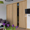 Minimalist Wardrobe Door & Frame Kit - Three Montreal Oak Flush Internal Door - Prefinished