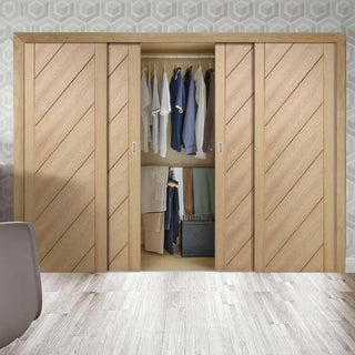 Image: Minimalist Wardrobe Door & Frame Kit - Four Monza Oak Doors - Unfinished