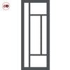 Double Sliding Door & Premium Wall Track - Eco-Urban® Morningside 5 Pane Doors DD6437G Clear Glass - 6 Colour Options