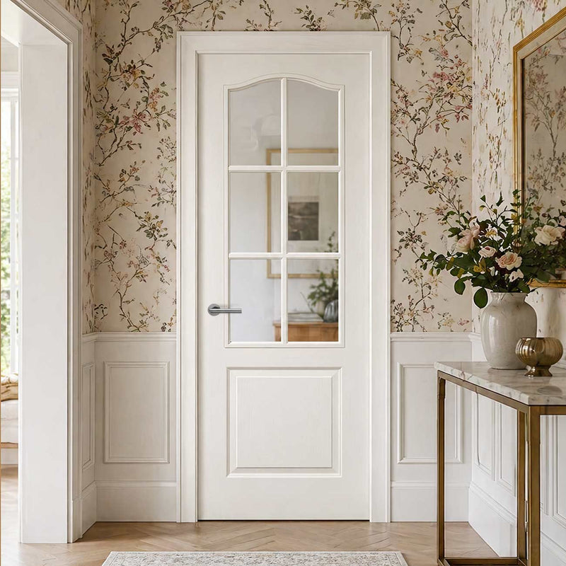 Moulded Classical 6 Pane White Primed Internal Door - Clear Glass