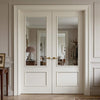 Murcia White Primed Internal Door Pair - Clear Glass